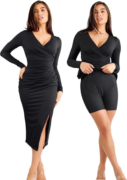 Popilush Long Sleeve Formal Shapewear Midi Dress for Women