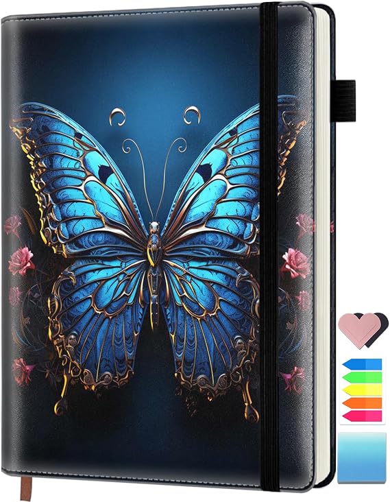 Lined Journal Notebook for Work Writing Women Men Note Taking Diary Gifts, 200 Pages, 5.75'' X 8.46'', A5 Journaling Notebooks,Hardcover Notebook Journals, Abstract Fantasy Colorful Butterfly