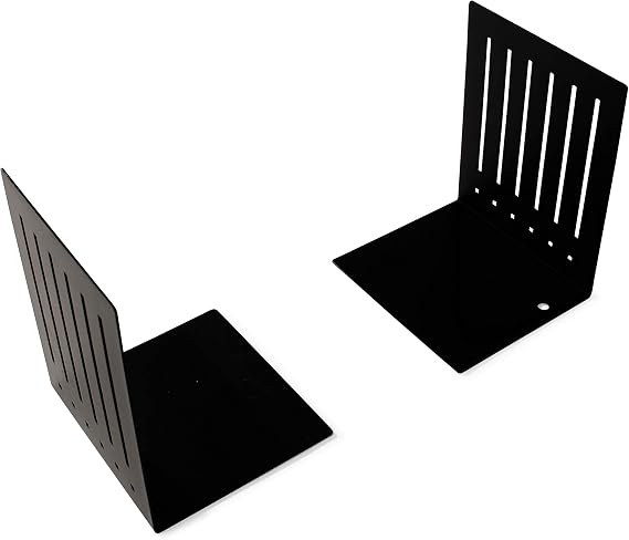 Spectrum Heavy Bookends for Book Shelves Cookbooks Vinyl Records, No Skid Heavy Duty Metal Decorative Book Stopper Sturdy Steel Holder for Home Office Large Bookends for Heavy Books, Black