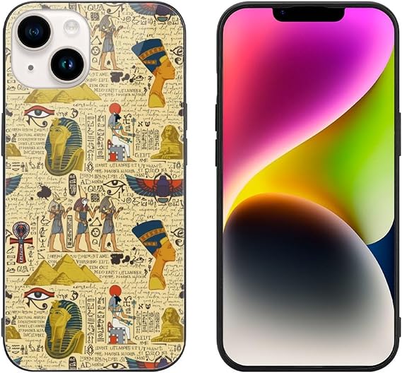 iPhone13 用 ケース エジプト 民族風 レトロ おもしろ クール スマホケース アイフォン13 ケース 強化ガラス TPU 携帯ケース あいふぉん13 カバー 耐衝撃 おしゃれ 人気 軽量 薄型 ワイヤレス充電対応
