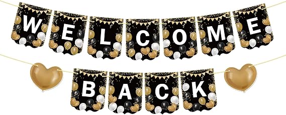 Welcome Back Banner Back to Home Back to Work Happy Retirement Family Reunion Party Decoration Supplies Classroom School Decor Print Bunting Banner
