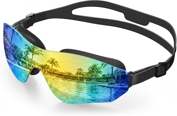 Swim Goggles Adult, Frameless Wide Vision Swimming Goggles for Men Women, Anti Fog UV Leakproof Pool Goggles