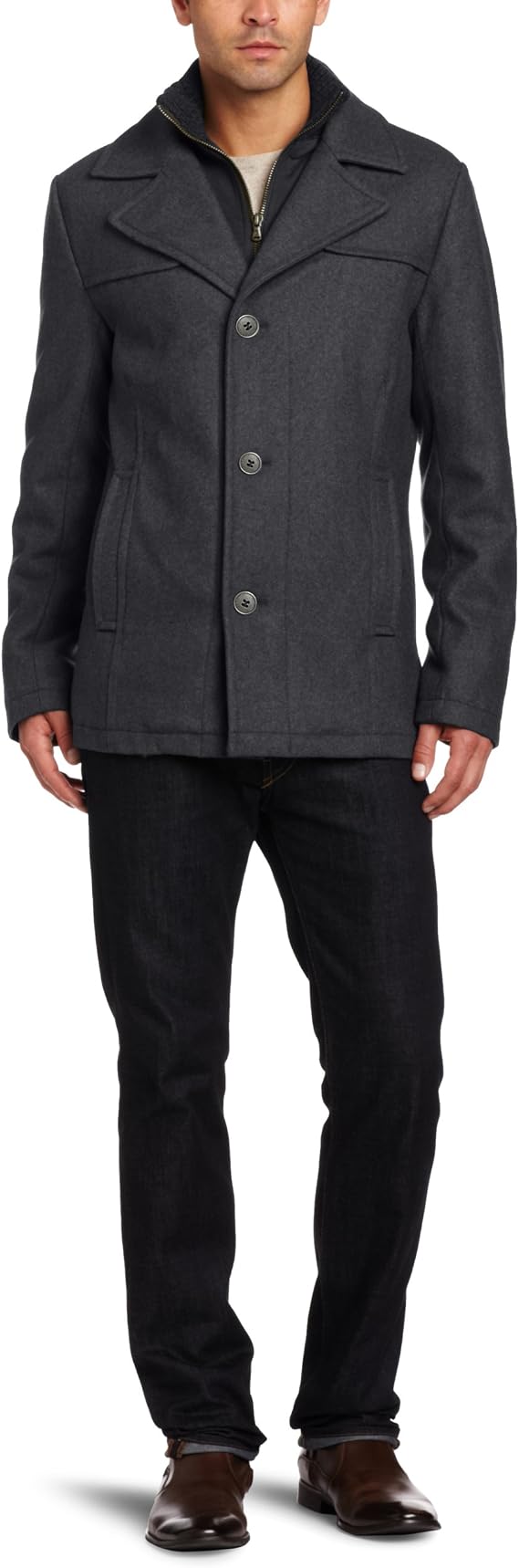 Kenneth Cole New York Men's Legacy Melton Single Breasted Coat