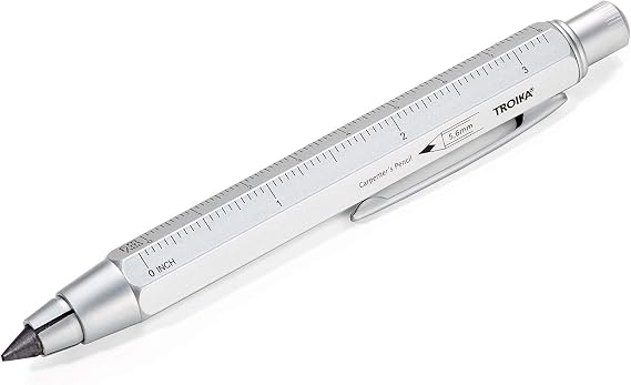 Troika ZIMMERMANN 5,6 PEN56/SI Carpenter's pencil clutch pencil (5.6 mm HB lead) centimetre/inch ruler 1:20 m/1:50 m scale brass silver original