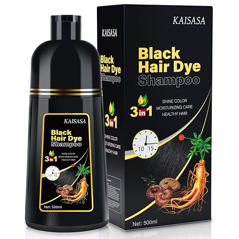 Hair Colour Black Black Hair Dye Shampoo 3 in 1 Natural Hair Dye Anti Grey Effect Semi-Permanent Hair Colour Grey Hair Coverage Hair Colour Shampoo Men Women