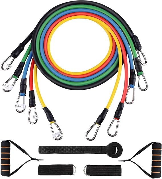 Resistance Bands Set with Handle, 5pcs Exercise Band for Men and Women