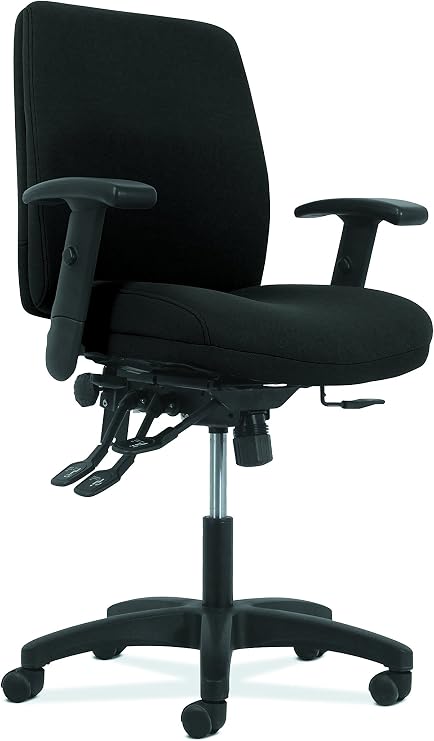 HON Network Mid-Back Task Chair - Asynchronous Computer Chair for Office Desk, Black Fabric (HVL282.A2)