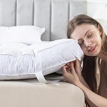 WhatsBedding Feather Bed Mattress Topper, Memory Foam Mattress Topper, Thicked Down Alternative-Lined, White, Twin