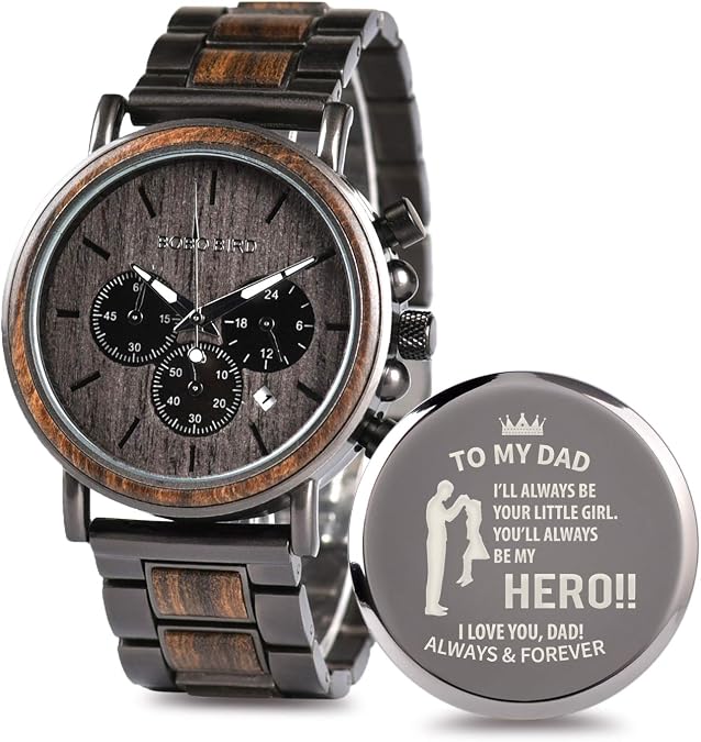 2win Engraved Wooden Watch for Boyfriend My MAN Fiance Husband Customized Personalized Wood Watches for Men Birthday Anniversary Personalized Watch