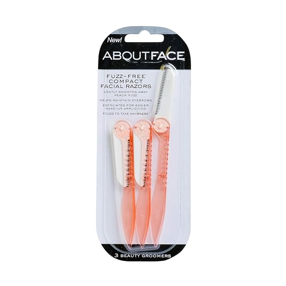 About Beauty Fuzz-Free Fold-n-Go Groomers - 3 Folding Beauty Groomers for Hair Removal, Ideal for Shaving, Exfoliating, and Brow Shaping, Japanese Steel Gently Removes Facial Hair
