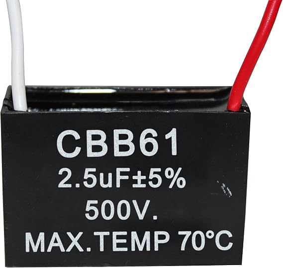 CompStudio 1PC 500V 2.5UF CBB61 Terminal Ceiling Fan Motor Running Rectangle Capacitor 2 wires