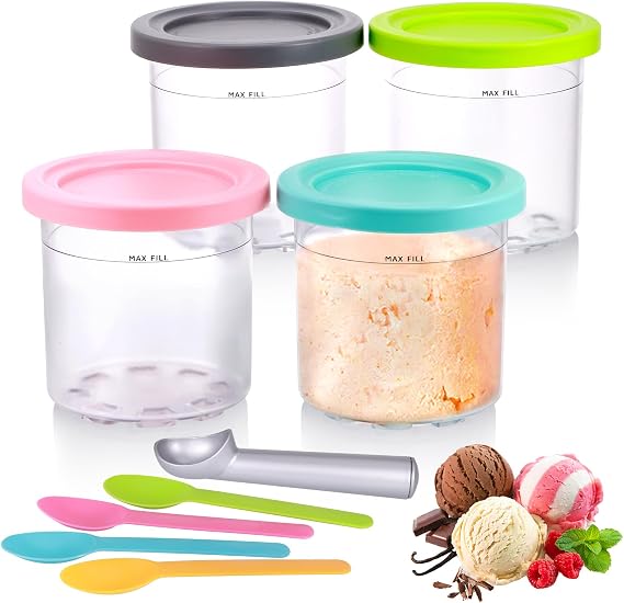 Hejo 4 Pack Ice Cream Tubs for Ninja CREAMi NC300UK Series