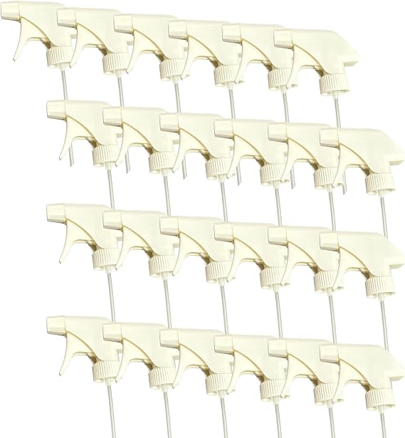 Replacement Trigger Spray Nozzles Heavy-Duty Sprayer Heads for 16oz/32oz Bottles | 10" Dip Tube | Leak-Resistant, Adjustable Nozzle | Ideal for Cleaning, Gardening, Hair, and DIY Use (24 Pack)