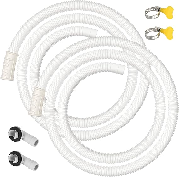 2 Pack 5 Ft Air Conditioner Drain Hose Kit, Plastic Tube for AC Condensate, Flexible AC Drain Hose for Mini Split AC Portable AC Washer Dishwasher Faucet