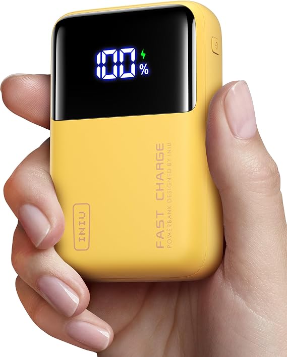 INIU 100W Fast Charging Power Bank, Smallest 25000mAh High Capacity Laptop Portable Charger, 3-Port Battery Phone Pack with Detachable USB C Cable for Flight-Safe Travel Photographer, Yellow