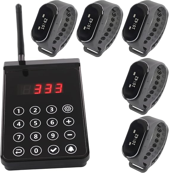 Restaurant Pager System, Wireless Calling System, 5 Wrist Watch