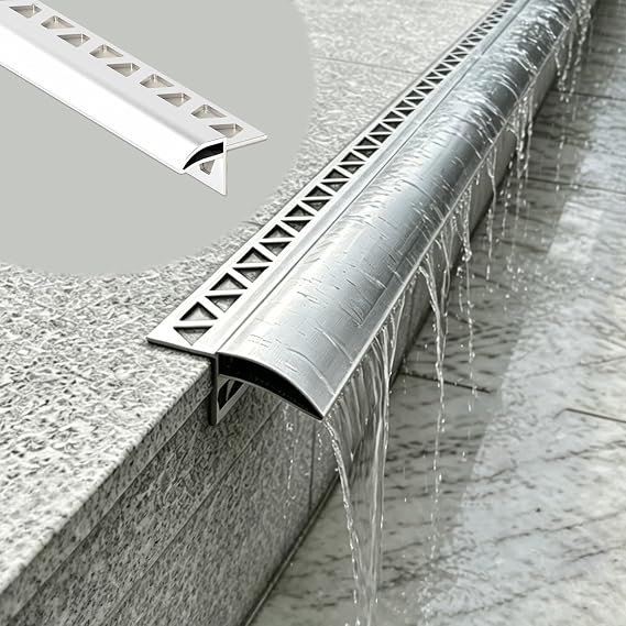Recessed Drip Edge Flashing Prevents Water Backflow, Rainwater Deflector Strip for Exterior Walls, Downward-Curved Water Drainage Profile(W1.2in/3cm,1pack-4.1ft)
