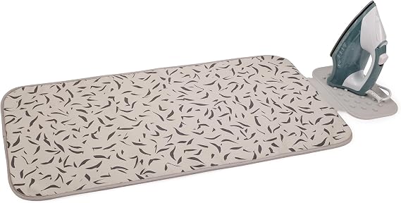 Joseph Joseph Swift Folding Ironing Mat with Silicone Iron Rest, Heat and Steam Resistant, Non-Slip Ironing Pad, Compact Storage, 35.4 x 18.5 in, Ecru Scatter