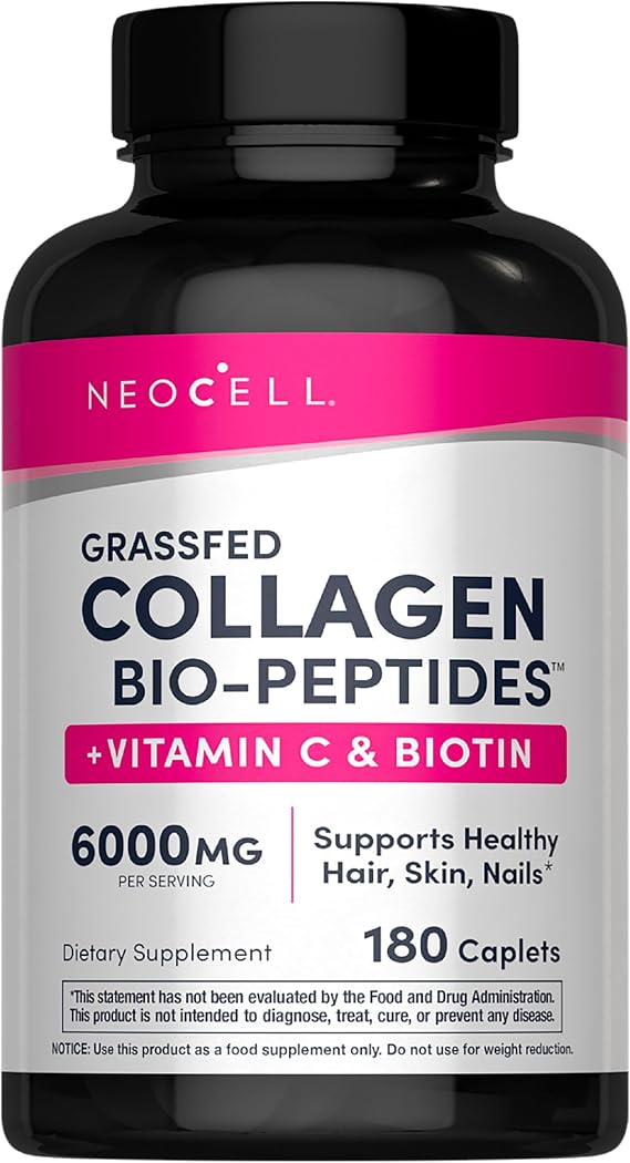 NeoCell Collagen Peptides Pills | 180 Tablets | with Vitamin C and Biotin | Grass Fed Bovine | Hair, Skin, Nails | for Women and Men