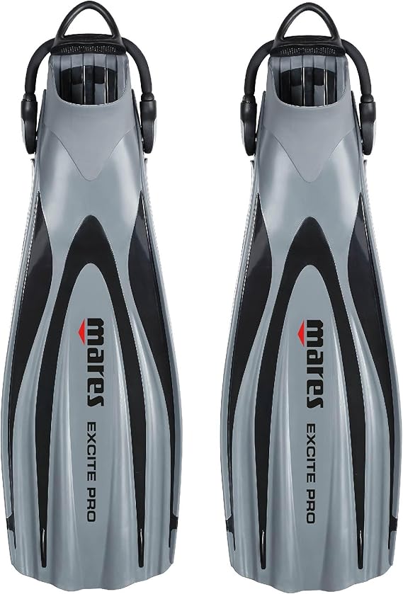 Mares Unisex Excite PRO Open Heel Rigid Blade Fins for Scuba Diving, Snorkeling, Swimming & Freediving