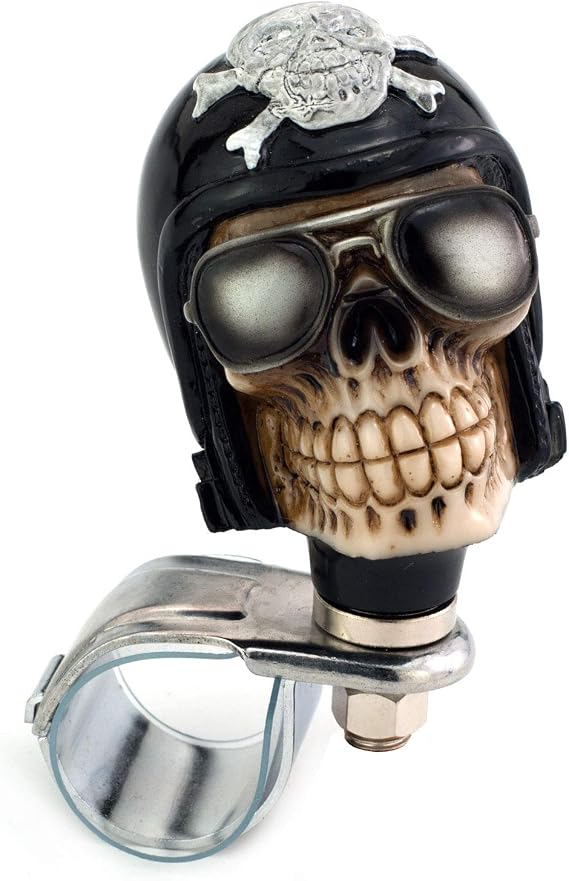 Skull Car Steering Spinner Wheel Suicide Knob, Pilot Style Car Power Handle Grip Knobs Fit Most Forklifts Lawn Mowers Boats Agricultural Tractors Private Off-Road Vehicles, Black