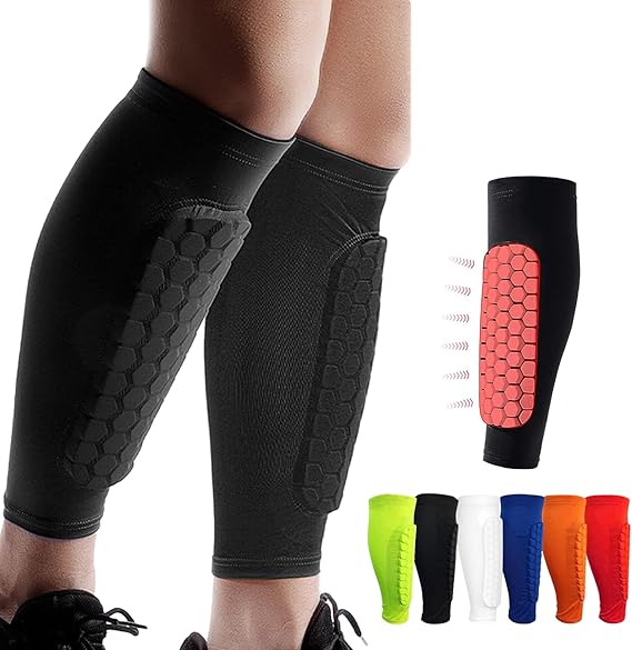 Football Shin Pads Guards for Kids Youth Adult with Honeycomb Pads