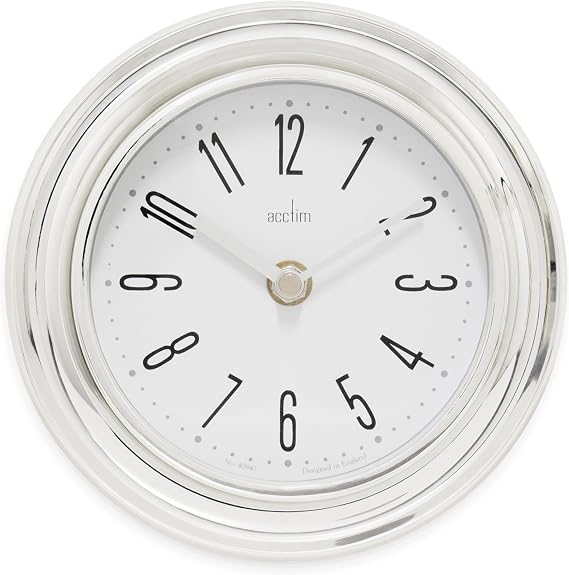Acctim Riva Small Wall Clock Quartz Chrome Effect 17.5cm 21737