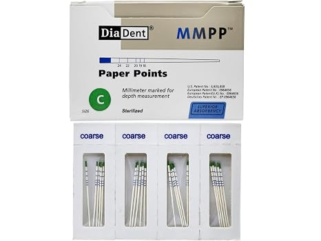 DiaDent Millimeter Marked Paper Points (200Pcs) Fine (Red)