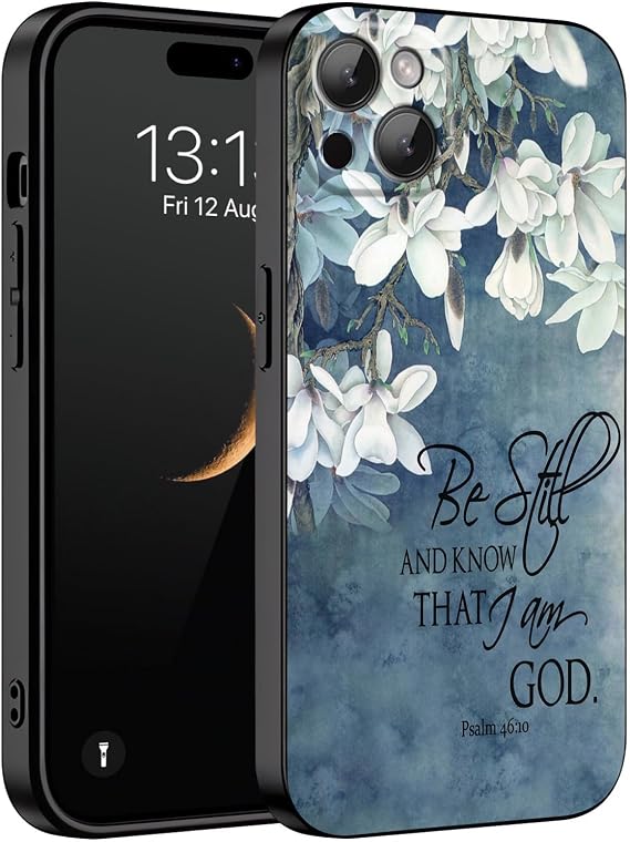 Compatiable for iphone 16 Pro Max Case,Designed for iphone 16 pro max phone case,Update Full Prtection Camera System,Shockproof Protective Cover,Christian Quotes Bible Verse Psalm 46:10,Flower