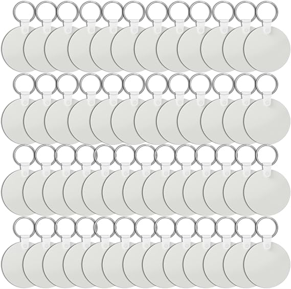 150pcs Sublimation Keyring Blanks Set with Heat Transfer MDF Blanks Key Rings and Plastic Retaining Clips for DIY Keychain Gift Crafts Making(Circular)