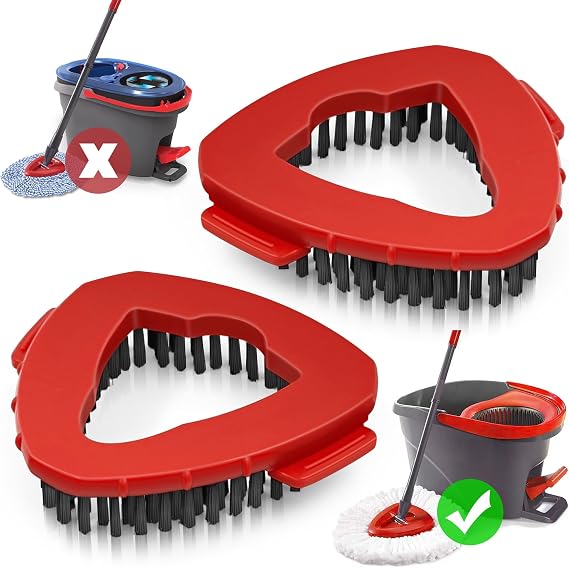 NEWE Scrub Mop Head for Vileda EasyWring 1 Tank System, 2 Pcs Scrubber Brush Attachments, Triangle Spin Mop Hard Bristles Cleaning Brush Replacement Accessories for Bathroom Kitchen Pool Tile Floor