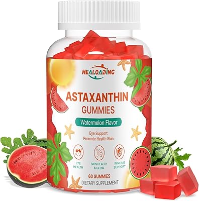 Astaxanthin 12mg Supplements Gummies: Antioxidant Supplement to Support Eye, Skin, Joint & Immune System Health Non-GMO & Gluten-Free 60 Gummies