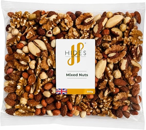 Hides Fine Foods - Mixed Nuts 500g - GMO Free - Suitable for Vegetarians - Great for Baking - Flapjacks, Breakfast - Granola - Trail Mix - Cooking - Snacking