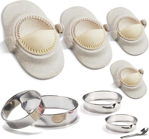 4pcs Dumpling Empanada Press Maker Meatpie Cutter Set (White)