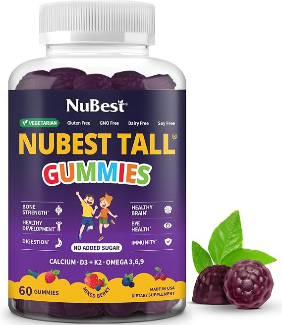 NuBest Tall Gummies for Kids 2& Teens, Sugar-Free Growth Support Vitamins