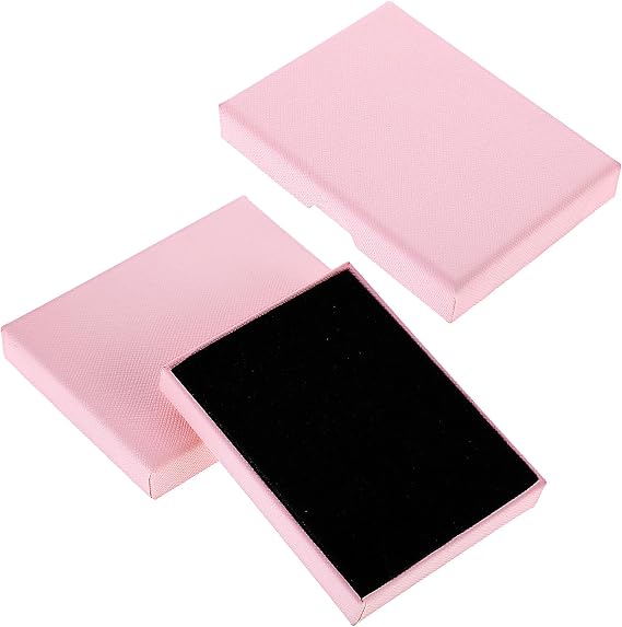 Apausvcm 2Pcs Jewelry Gift Boxes, Small Jewelry Box Necklace Organizer Box with Lids for Necklaces Rings Bracelets Earrings Cardboard Gift Boxes for Birthday Wedding Party Favors (Pink)