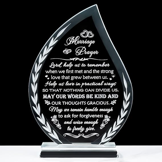 Wedding Gifts for Couples Newlyweds 2026 Unique Anniversary Marriage Prayer Christian Gift Glass Plaque, Bridal Shower Gifts for Bride, Mr and Mrs Engagement Decor
