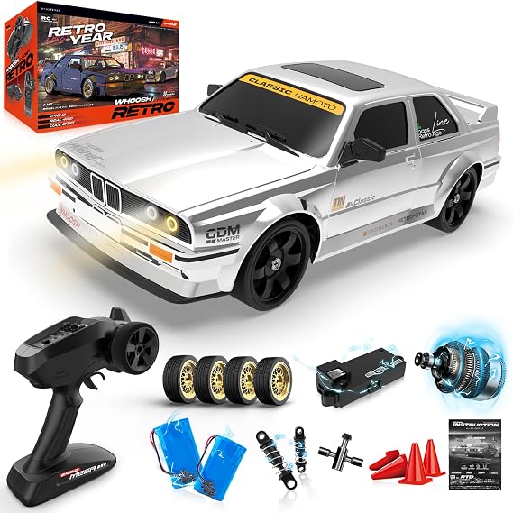 1/16 Fast RC Cars for Adults, RC Drift Car with ESP Gyro, 50KM/H High-Speed 4WD, Full Proportional Control, LED Light, 2 Rechargeable Batteries, RTR Drifting for Adults, Gift for Boys Kids and Girls