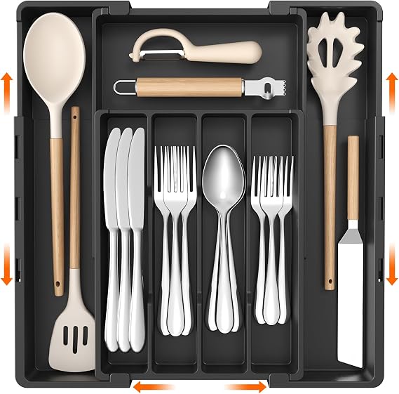 Lifewit Cutlery Drawer Organiser, Extendable Cutlery Tray, 4-7 Compartments