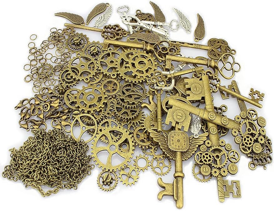 (TM Antiqued Metal Skeleton Steampunk Watch Gear Cog Wheel Sets