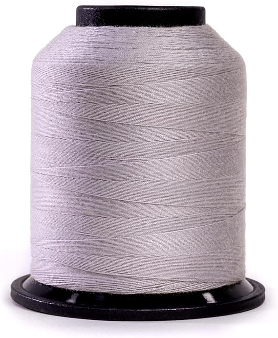 Finesse Thread Solid Colors | 100% Polyester, 3ply, 50wt | Thread Cones | 100% Polyester Thread for Quilting and Sewing (Silver, 1,100 Yards)
