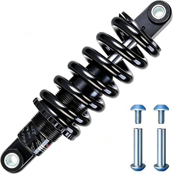 190mm Bike Rear Shock Absorber, 550Lb Coil Spring Suspension | Steel spring construction, smooth shock damping, wear-resistant bushings, mounting hardware included