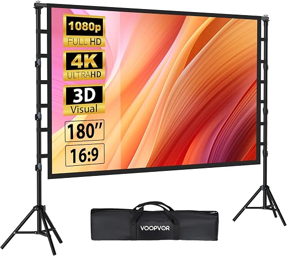180 Inch Outdoor Projector Screen with Stand, Portable Movie Screen