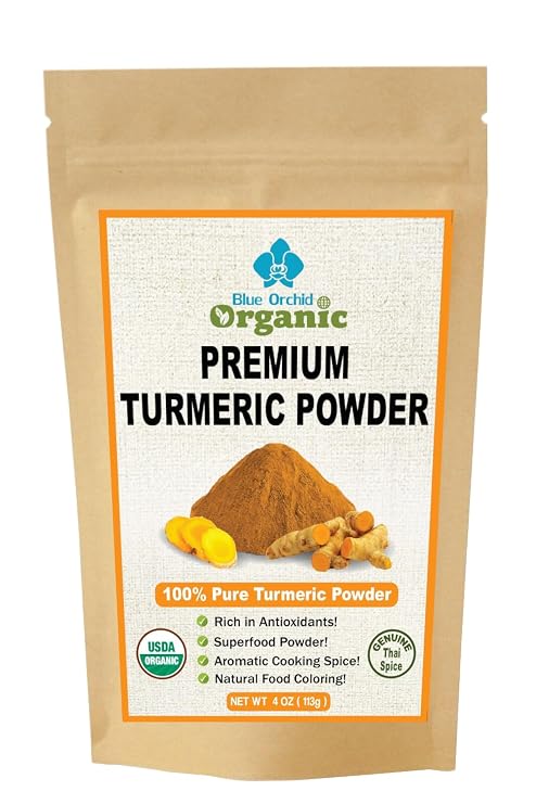 Organic Turmeric Powder - Curcumin Spice for Soups, Curries, Rice Dishes and Drinks - Gluten Free Spice from Thailand - 4 OZ