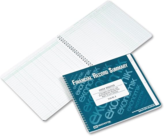 Check/Deposit Register (EKOA), White, 10 in X 8 3/4 in