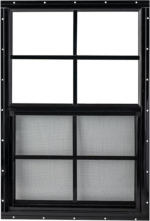Shed Window 18x27 - Vertical Slider with Built-in Bug Screen (Black)
