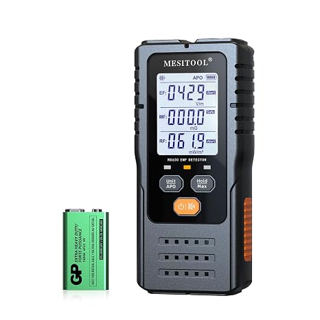 EMF Meter EF/MF/RF 3-in-1 Electromagnetic Field Meter Digital Electromagnetic Radiation Detector Radiation Detector for Home Office