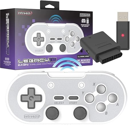 Retro-Bit Legacy 16 2.4GHz Wireless Controller for SNES & More (Gray)