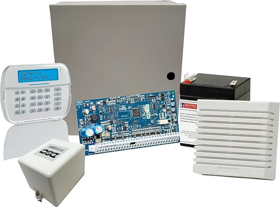 DSC HS32-119CP01 PowerSeries Neo Control Panel Kit; Includes: HS2032NK Control Panel, HS2LCDRF9ENG Full Message LCD Keypad, BD4-12 12V, 4Ah Battery, PTD1640U Transformer and SD15WULF Indoor Siren