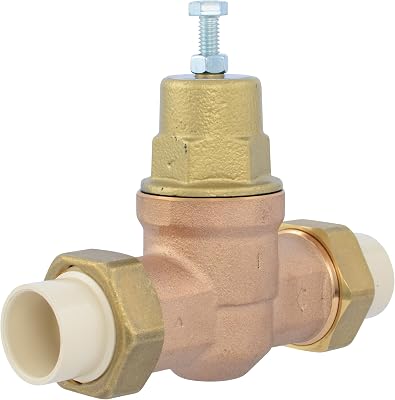 Cash Acme EB45 Pressure Regulating Valve, Double Union, 1 Inch CPVC, Metal Top, 60 PSI, PVA20M-DUVC-60